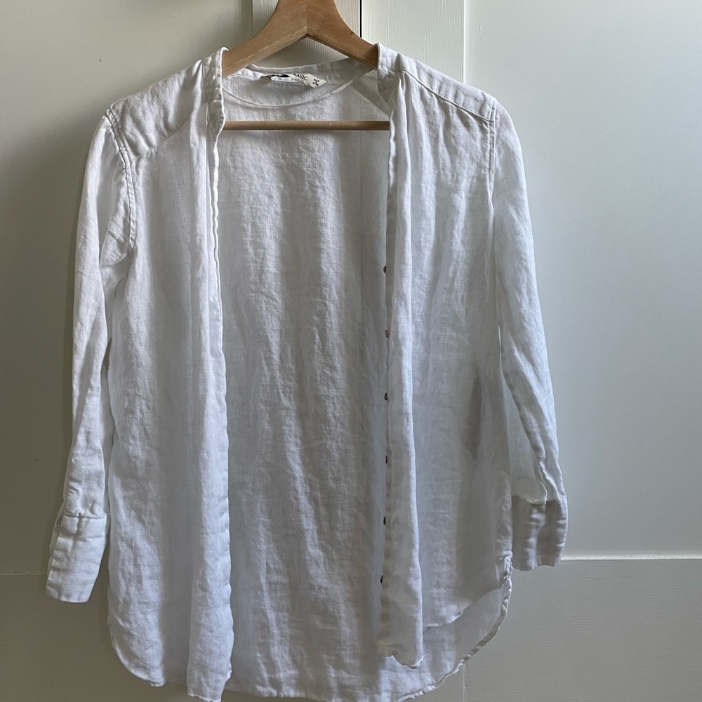 Zara white linen button up